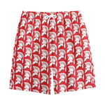 White And Red Spartan Pattern Print Cotton Shorts