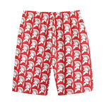 White And Red Spartan Pattern Print Cotton Shorts