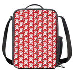 White And Red Spartan Pattern Print Crossbody Lunch Bag