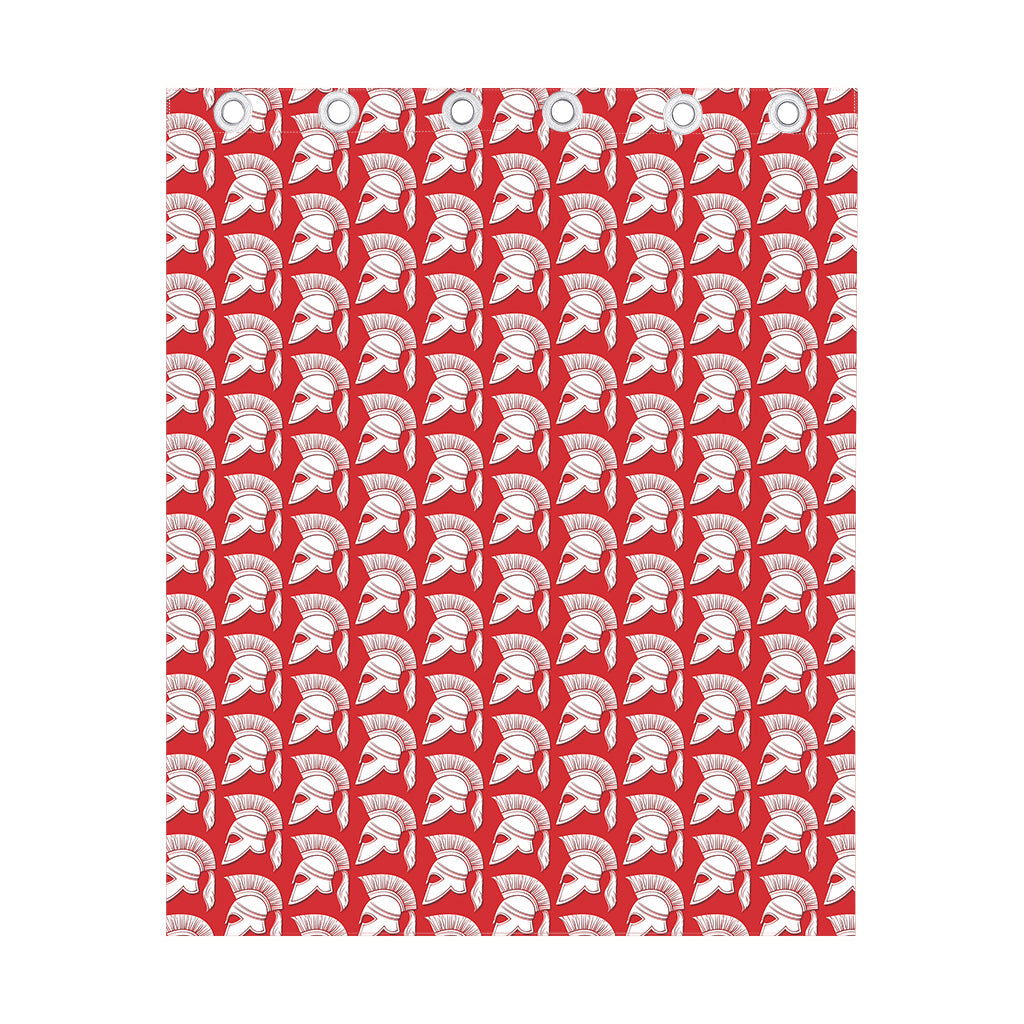 White And Red Spartan Pattern Print Curtain