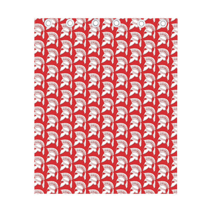 White And Red Spartan Pattern Print Curtain