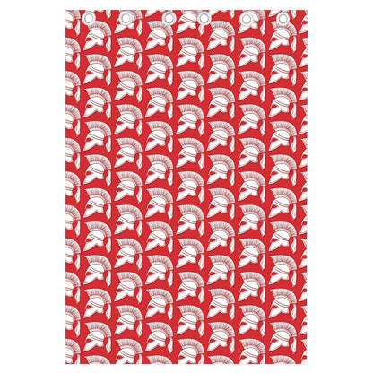 White And Red Spartan Pattern Print Curtain