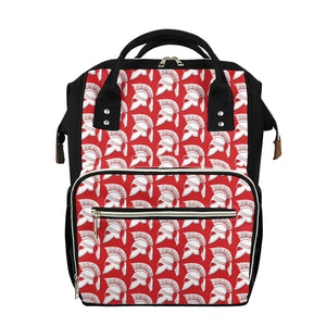 White And Red Spartan Pattern Print Diaper Bag