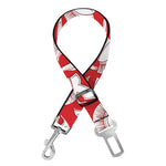 White And Red Spartan Pattern Print Dog Seat Belt