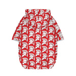 White And Red Spartan Pattern Print Dog Zip Up Hoodie