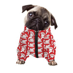 White And Red Spartan Pattern Print Dog Zip Up Jacket