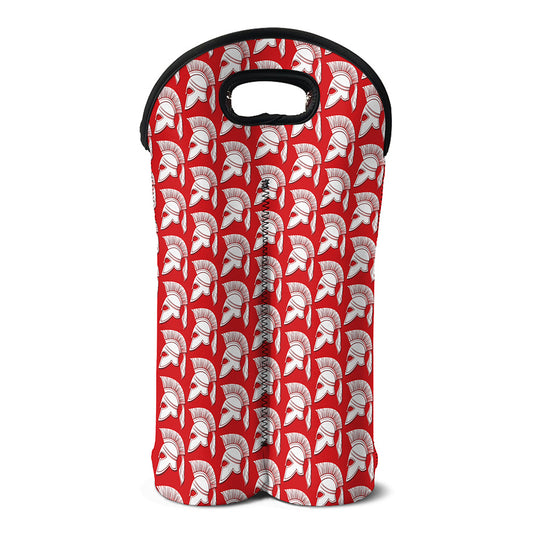 White And Red Spartan Pattern Print Double Neoprene Wine Tote