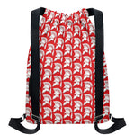 White And Red Spartan Pattern Print Drawstring Backpack