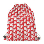 White And Red Spartan Pattern Print Drawstring Bag