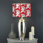 White And Red Spartan Pattern Print Drum Lamp Shade