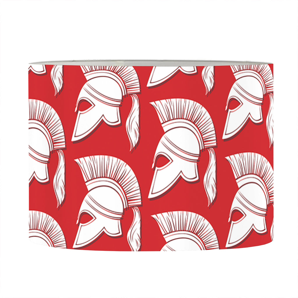 White And Red Spartan Pattern Print Drum Lamp Shade