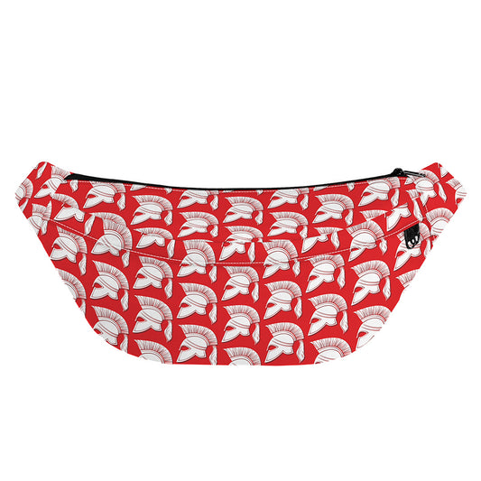 White And Red Spartan Pattern Print Fanny Pack