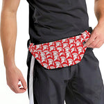 White And Red Spartan Pattern Print Fanny Pack