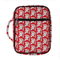 White And Red Spartan Pattern Print Front Pocket Bible Bag