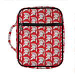 White And Red Spartan Pattern Print Front Pocket Bible Bag