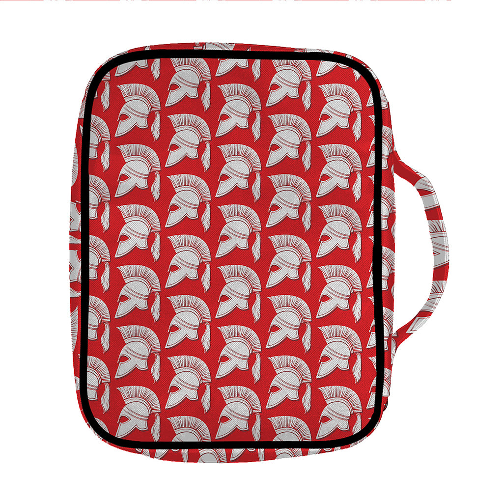 White And Red Spartan Pattern Print Front Pocket Bible Bag