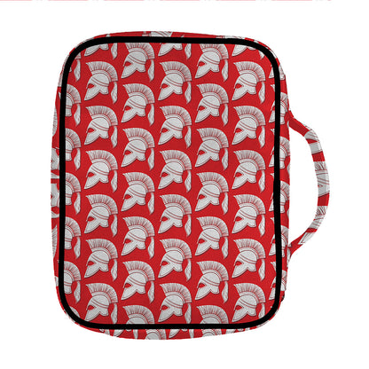 White And Red Spartan Pattern Print Front Pocket Bible Bag