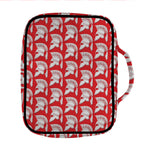 White And Red Spartan Pattern Print Front Pocket Bible Bag