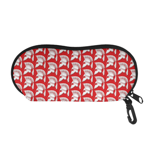 White And Red Spartan Pattern Print Glasses Case
