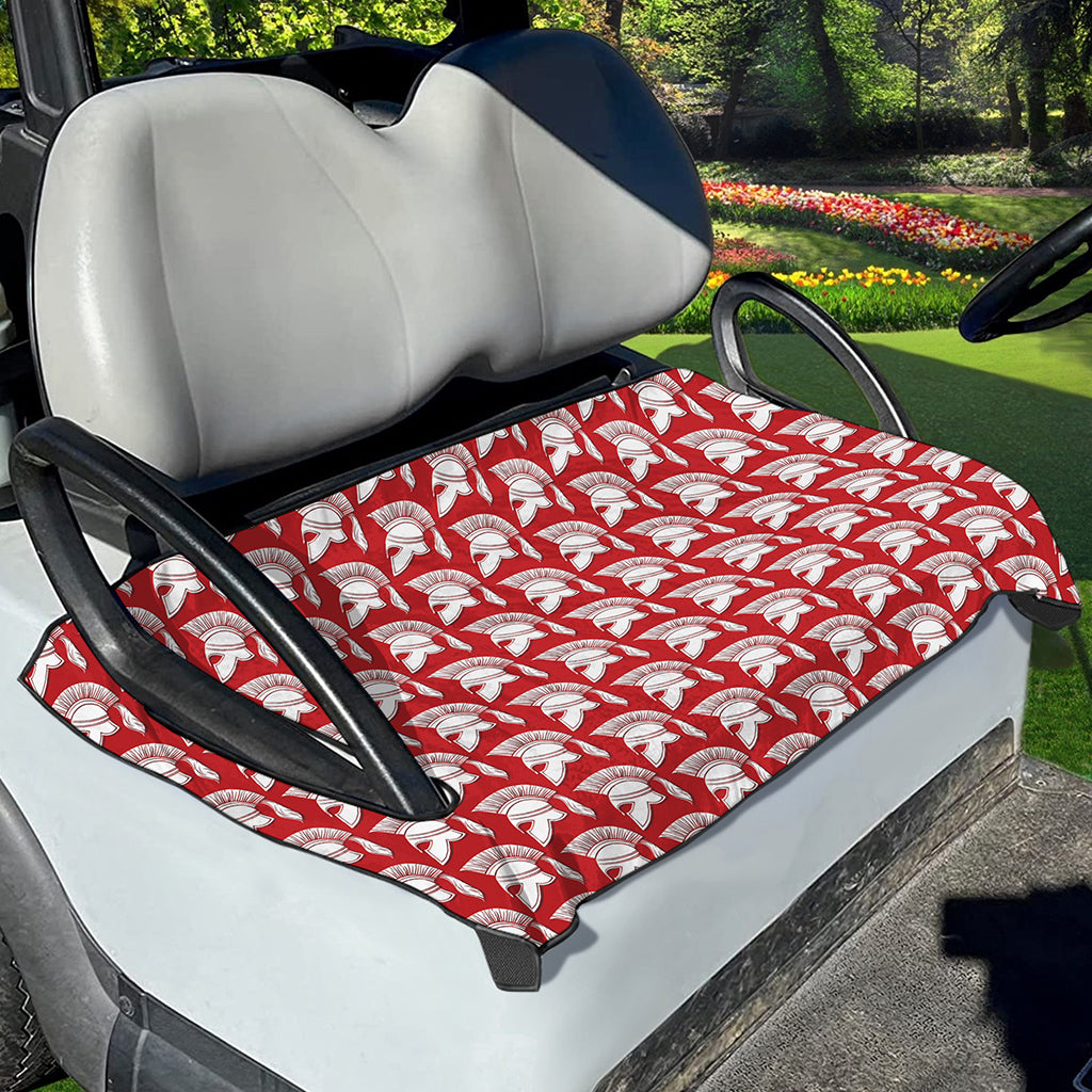 White And Red Spartan Pattern Print Golf Cart Seat Cover