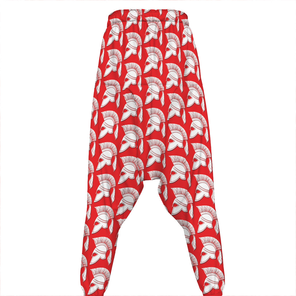 White And Red Spartan Pattern Print Hammer Pants