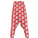 White And Red Spartan Pattern Print Hammer Pants