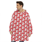 White And Red Spartan Pattern Print Hoodie Blanket