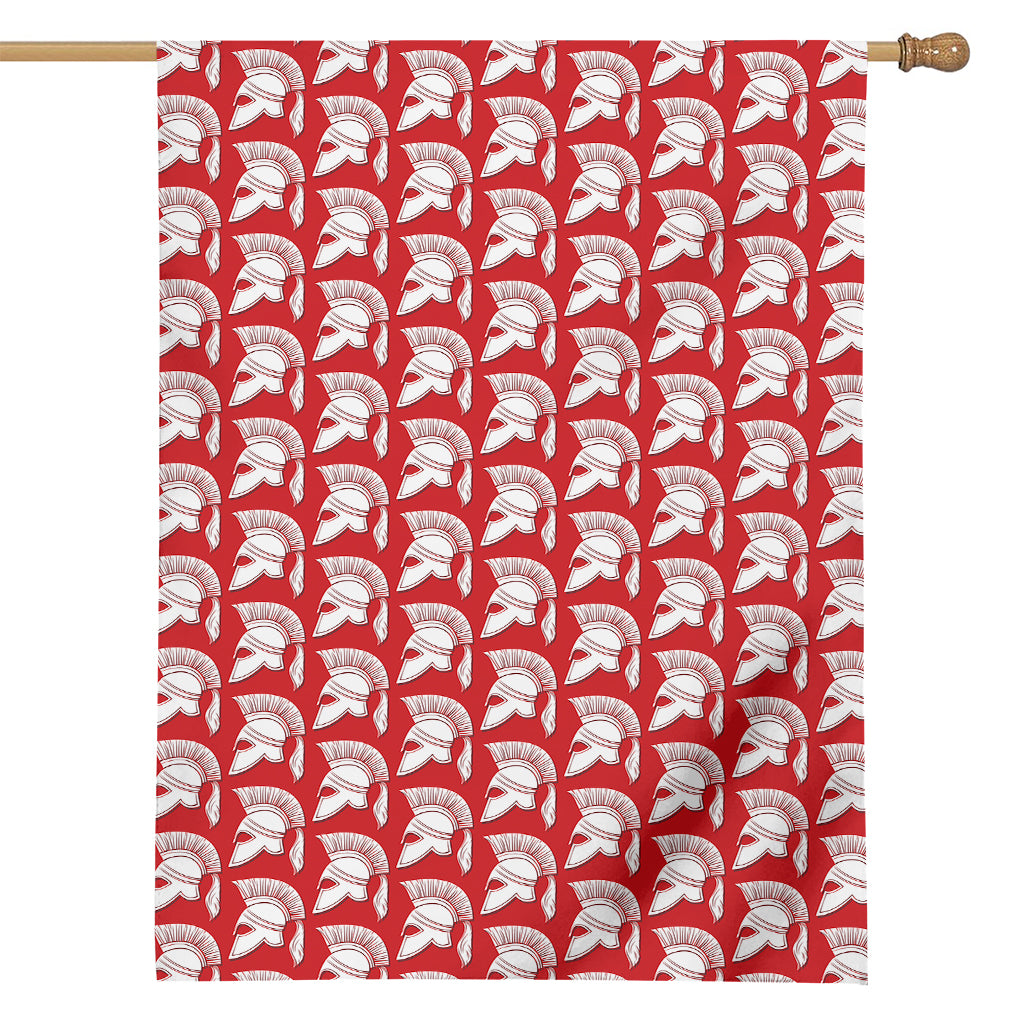 White And Red Spartan Pattern Print House Flag
