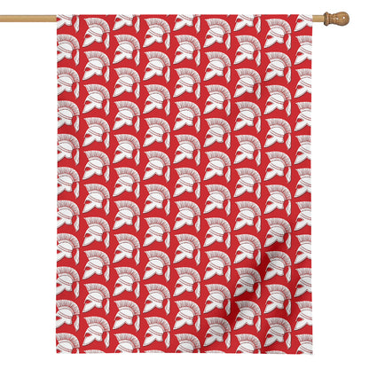 White And Red Spartan Pattern Print House Flag