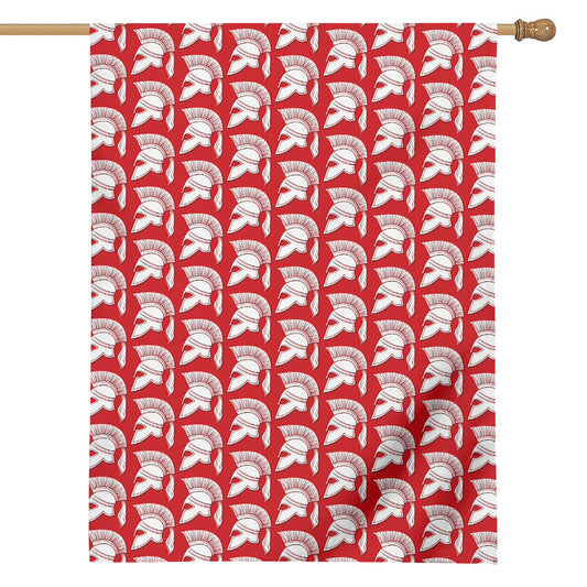 White And Red Spartan Pattern Print House Flag