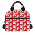 White And Red Spartan Pattern Print Insulated Lunch Bag