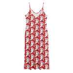 White And Red Spartan Pattern Print Jersey Midi Cami Dress
