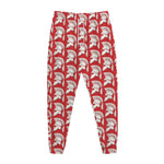 White And Red Spartan Pattern Print Jogger Pants