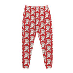 White And Red Spartan Pattern Print Jogger Pants