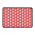 White And Red Spartan Pattern Print Kitchen Mat