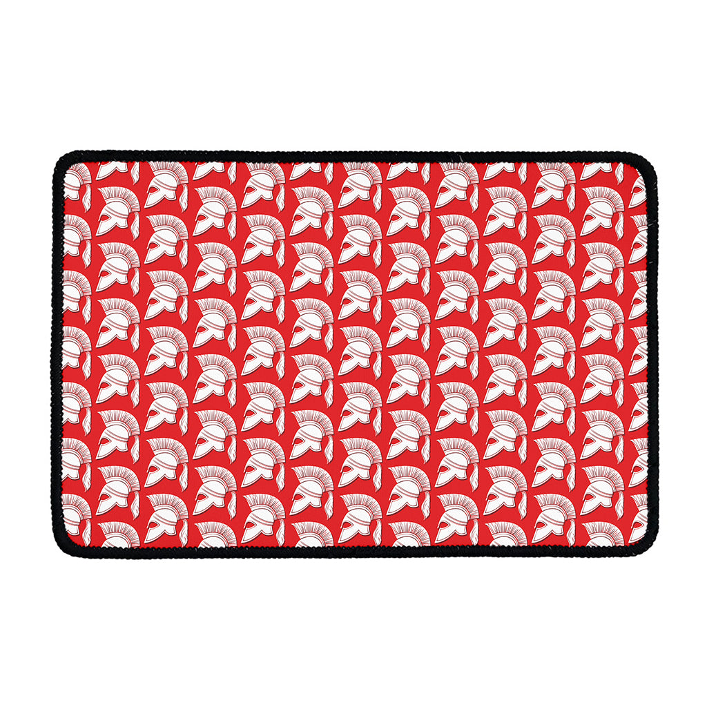 White And Red Spartan Pattern Print Kitchen Mat