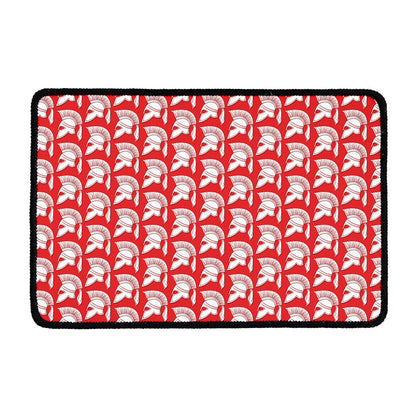 White And Red Spartan Pattern Print Kitchen Mat