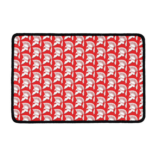 White And Red Spartan Pattern Print Kitchen Mat