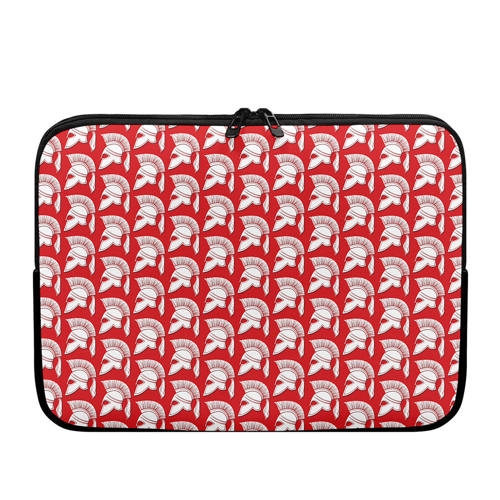 White And Red Spartan Pattern Print Laptop Sleeve