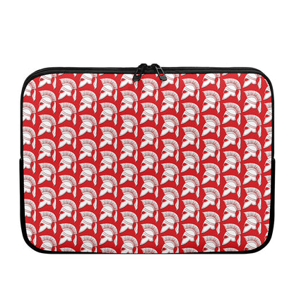 White And Red Spartan Pattern Print Laptop Sleeve