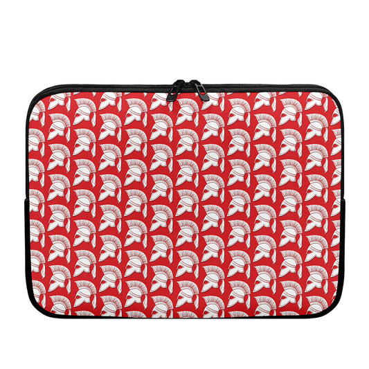 White And Red Spartan Pattern Print Laptop Sleeve