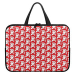 White And Red Spartan Pattern Print Laptop Sleeve With Handle