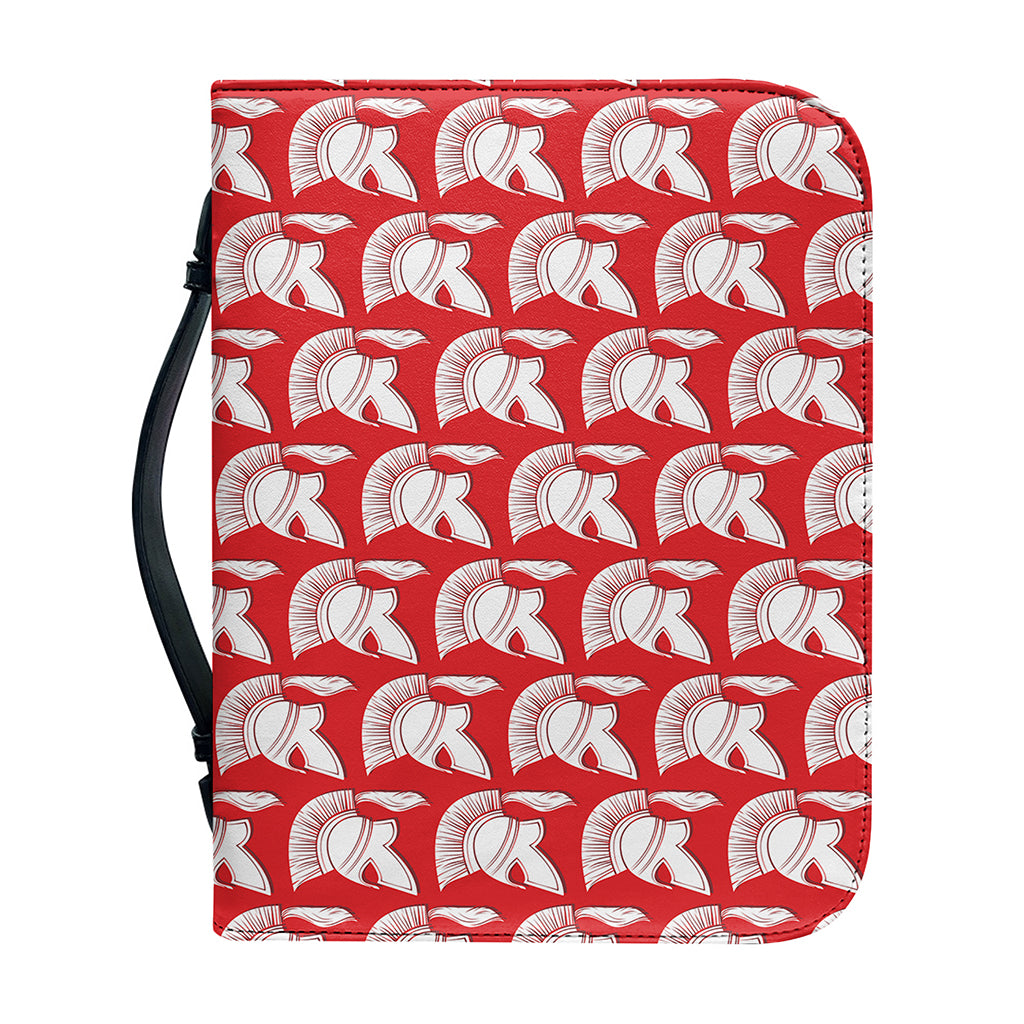 White And Red Spartan Pattern Print Leather Bible Cover