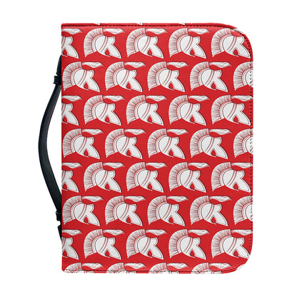 White And Red Spartan Pattern Print Leather Bible Cover