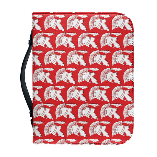 White And Red Spartan Pattern Print Leather Bible Cover