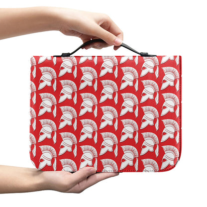 White And Red Spartan Pattern Print Leather Bible Cover