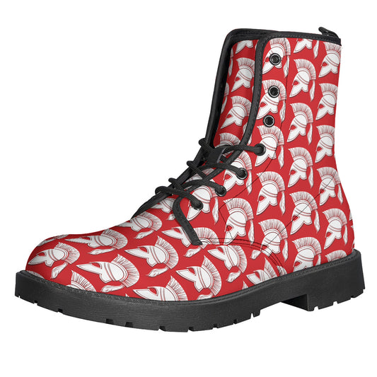 White And Red Spartan Pattern Print Backpack