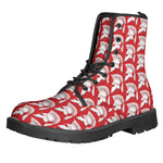 White And Red Spartan Pattern Print Backpack