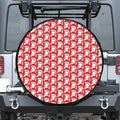 White And Red Spartan Pattern Print Leather Spare Tire Cover
