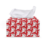 White And Red Spartan Pattern Print Leather Tissue Box Cover